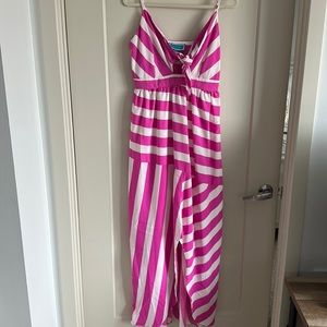 Pink and white maxi dress